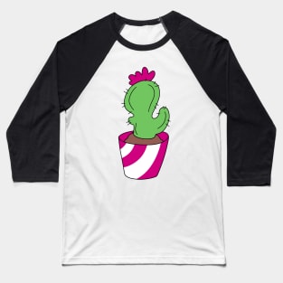 Flower Cactus in a Striped Pot Baseball T-Shirt